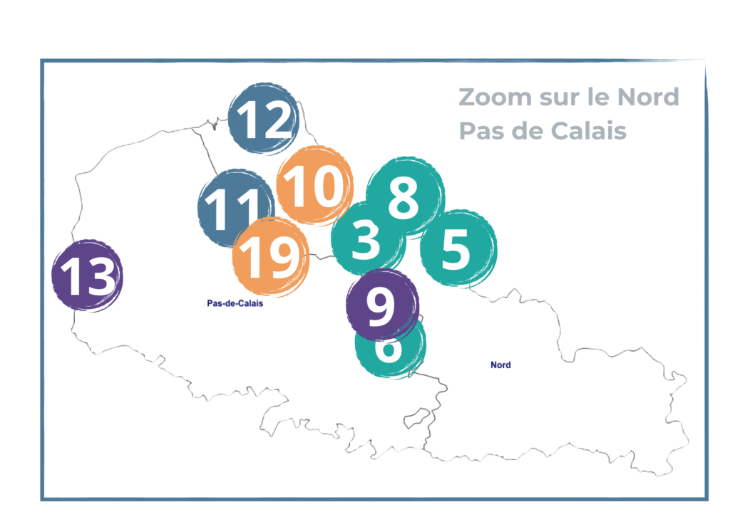 Carte d'implantation des résidences AGIRAS Nord pas de Calais